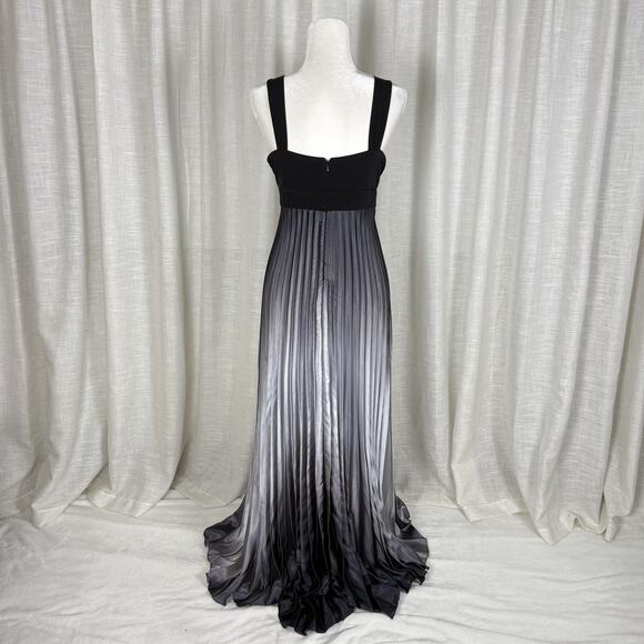 Betsy & Adam Dress Womens 14 Black Ombre Pleated Satin Maxi Evening Gown Formal - Picture 4 of 10
